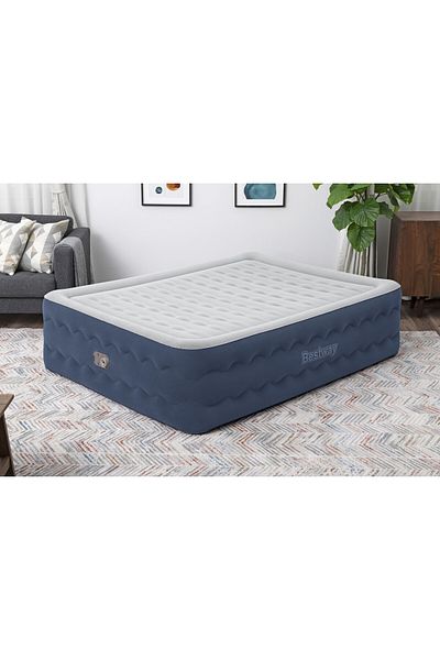 BESTWAY Queen Size Air Mattress with Built-in Electric Pump 2.03m x 1.52m x 51cm, 26-6716P