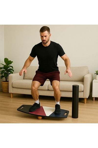 Wood Stone Art Colorful Balance Board - Balance Roller Board - Dual Function Surfing and Kayaking Training Board