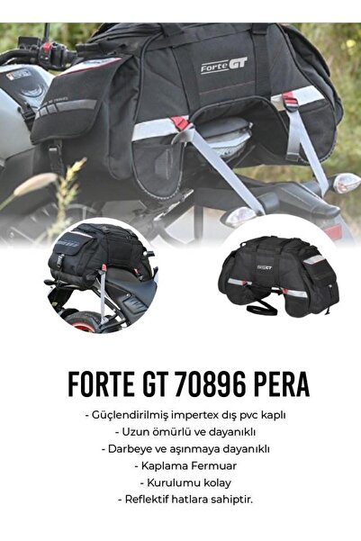 Forte GT 70896 Pera Motosiklet Arka Çanta Heybe 60 Litre Motosiklet Heybe Çantası