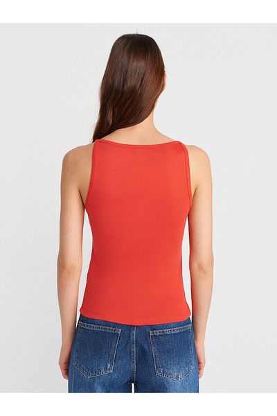 Dilvin 21048 Halter Neck Top-Red