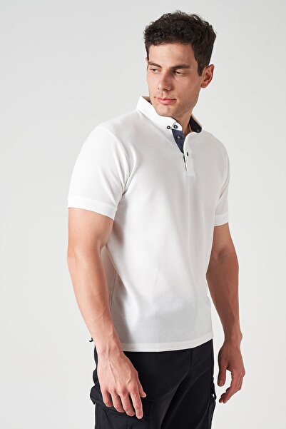 TENA Men's White Footed Collar Slit Polyviscon Waffle T-Shirt