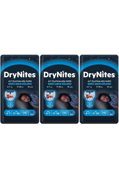 Huggies Drynites Emici Gece Külot Bez Erkek 4-7 Yaş 10 Lu 3 Paket