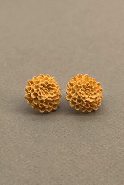 thecolourfully Chrysanthemum Earrings - Mango (Polymer Clay - Nail Earrings, ...