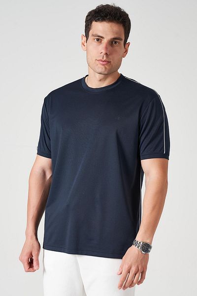 TENA Ανδρικό μπλουζάκι Kagi με λαιμόκοψη Navy Blue με ώμους και πλαϊνές σωλήνες