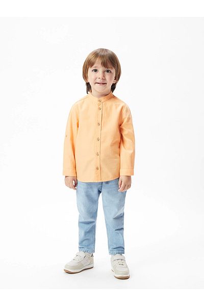 LC Waikiki Lcw Kids Orange Judge Collar Long Sleeve Basic Baby Boy Shirt