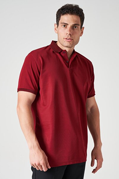 TENA Ανδρικό μπλουζάκι με μπορντό πόδι με γιακά Ottoman Basic