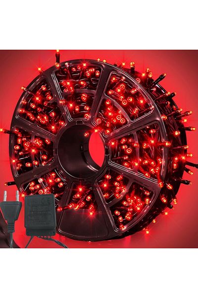 NEXTLY Instalatie De Craciun, Lumina Rosie, , Rola 50m Lungime, 8 Jocuri De Lumini, Rezistenta