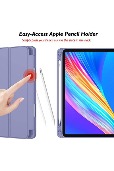 REDz Accessories Husă tip book cu suport pentru stilou pentru Apple iPad Pro 12.9" și iPad Air 13", pliabilă, albastru lavandă