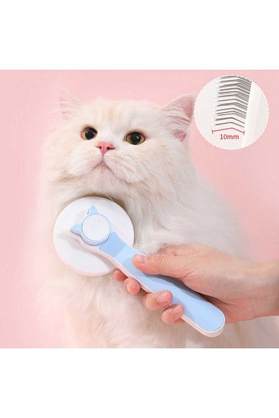 Micostore Cat hair brush with self-cleaning button, for animals and massage bristles