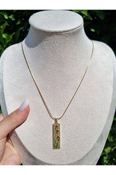 LİLİA قلادة من الفولاذ بتفاصيل الورد