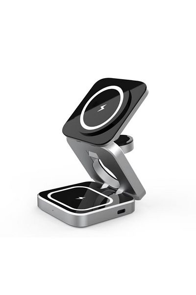 NEXTLY Incarcator Wireless Pliabil Fast Charge Magsafe, , Statie De Incarcare 3 In 1, Universal
