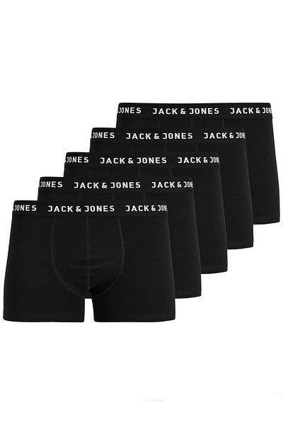 Jack & Jones Men's Logo 5 Pack Plain Black Color Boxers - 1224432