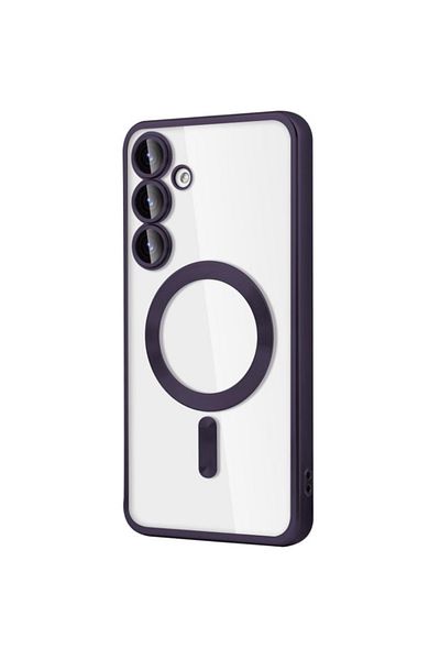 REDz Accessories Husă moale de lux, Magsafe, compatibilă cu Samsung S24+, margini din silicon colorat, spate transparent, violet