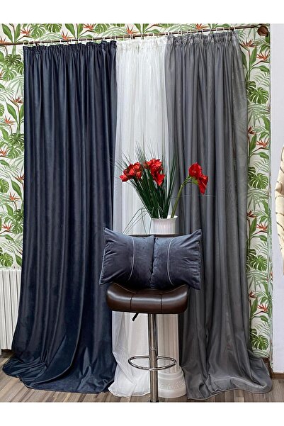 Liz Line Set of two velvet curtains, with drapery, various sizes and colors, from the "Velvet" range by Liz Line