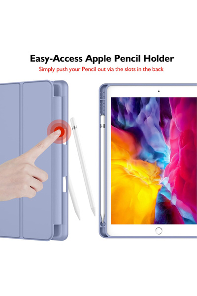 REDz Accessories Husă tip carte cu suport pentru pix pentru Apple iPad Mini 4/5, protecție completă, pliabilă, albastru lavandă