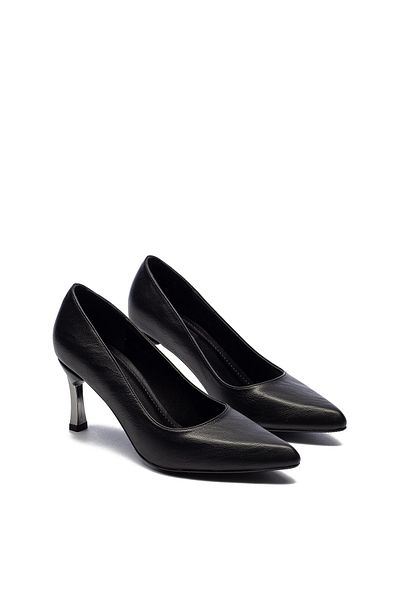 Dedos Women's Pointed Wrinkled Royal Thick High Heeled Stiletto Shoes 225