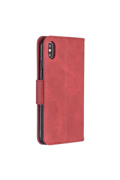 REDz Accessories Flip Cover Case, Compatible With Samsung M30, Red, Lambskin Texture, Retro Style