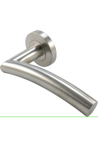 Generic مقبض ذراع دائري وردي من AL ARQAM – مقبض باب من الفولاذ المقاوم للصدأ على شكل حرف C للمنزل والمكتب