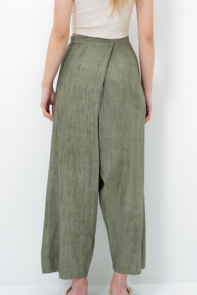 VAGGON Women's Khaki Lacing Detailed Shalwar Cut Aerobin Trousers Prmx13896