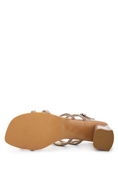 Tamer Tanca Women's Genuine Leather Beige Heeled Shoes