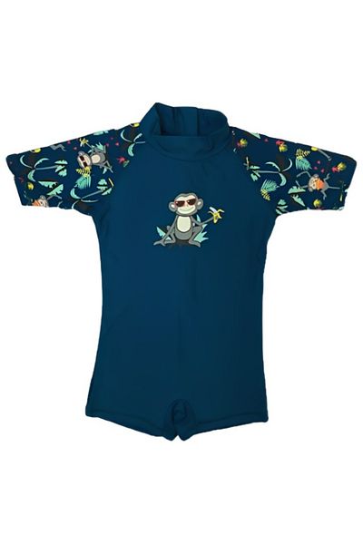 Banz Swimwear / Swimming for babies and children, UPF50+ Sun Protection, Navy Jungle, 12-18 luni