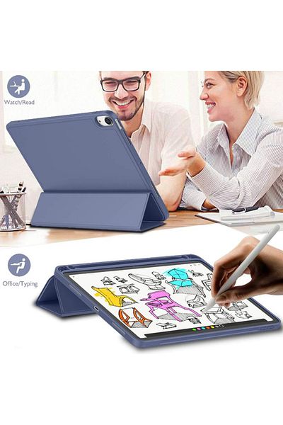 REDz Accessories Husă tip carte cu suport pentru pix pentru Apple iPad Air 10.9" și iPad Air 11", protecție completă, pliabilă, albastră