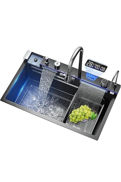 NEXTLY Set chiuveta multifunctionala smart, Nextly, afisaj digital, doua cascade, iluminare ambientala