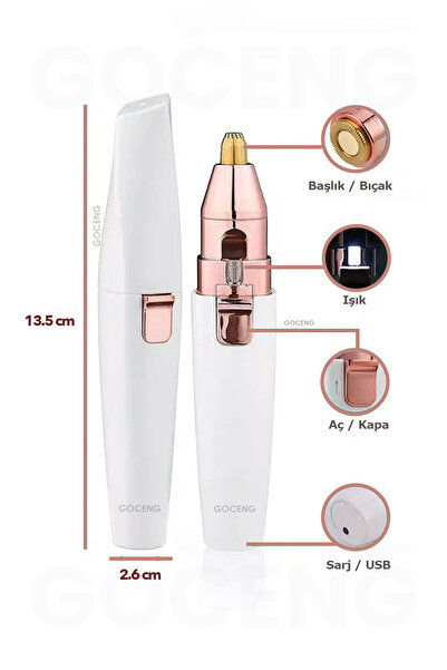 GOCENG Yüz Kaş Epilatör Kıl Kaş Bıyık Tüy Alma Aleti Epilasyon Çift Başlık