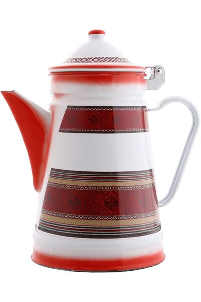 Generic Al Saif Enamel-Coated Fabric Design Milk Jar, 17 cm, Red