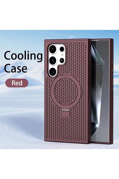 REDz Accessories Thermo Ring Magsafe Case, Perforations, Compatible With Samsung Galaxy S24 Ultra, Cherry