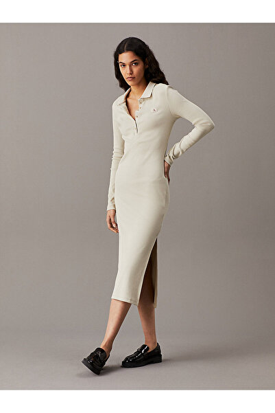 Calvin Klein WOVEN LABEL RIB POLO LS DRESS