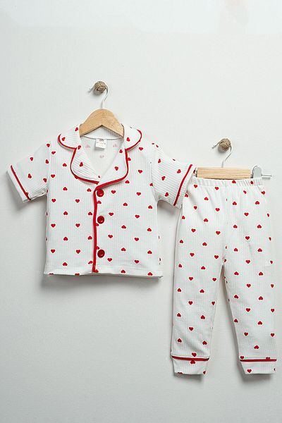 Sparrow Laurel Heart Printed Summer Baby Girl Pajama Set