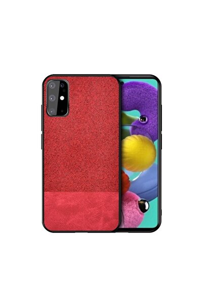 REDz Accessories Carcasă compatibilă cu Samsung S20 / S20 5G, roșie, model Splicing PU + Material textil