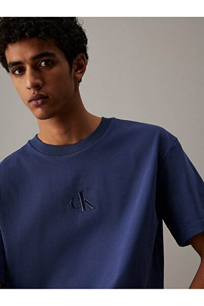 Calvin Klein Erkek Mavi Baskılı Tişörtler