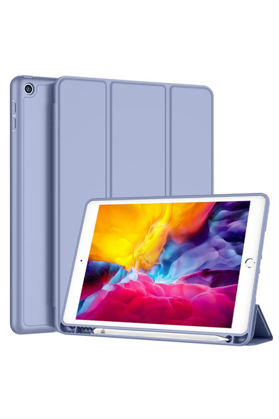 REDz Accessories Husă tip carte cu suport pentru pix pentru Apple iPad Mini 4/5, protecție completă, pliabilă, albastru lavandă