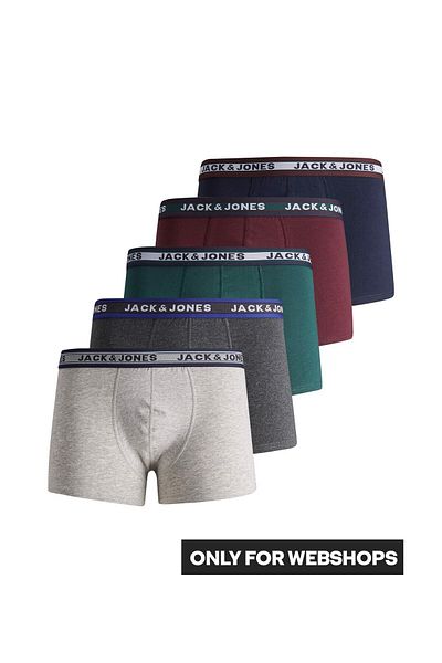 Jack & Jones Men's 5 Pack Solid Color Boxers with Logo - 12240247   Jacspace