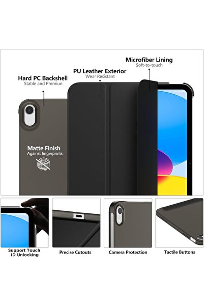 REDz Accessories Husă de protecție cu clapă pentru iPad Mini 6/7, model Book, neagră