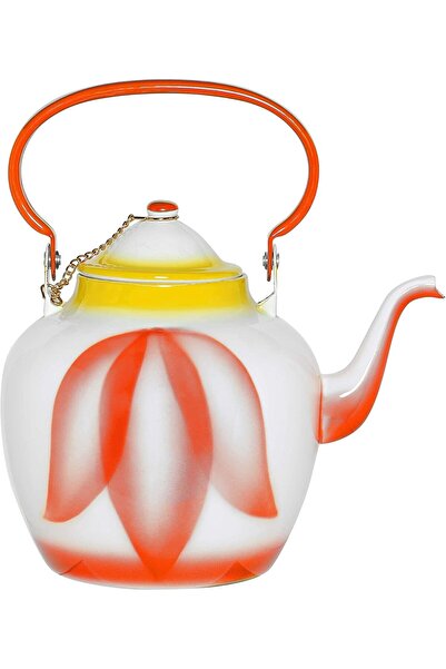 Generic Al Saif Enameled Arabic Kettle with Leaf Design, 2.0 Liters, Tulip Red