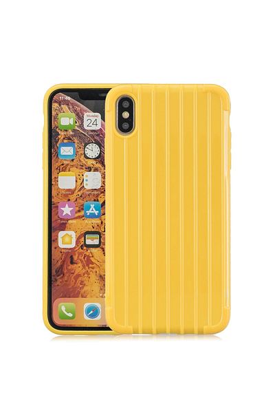 REDz Accessories Carcasă semi-moale din TPU, compatibilă cu iPhone XS / X, galbenă, stil valiză, antiderapantă