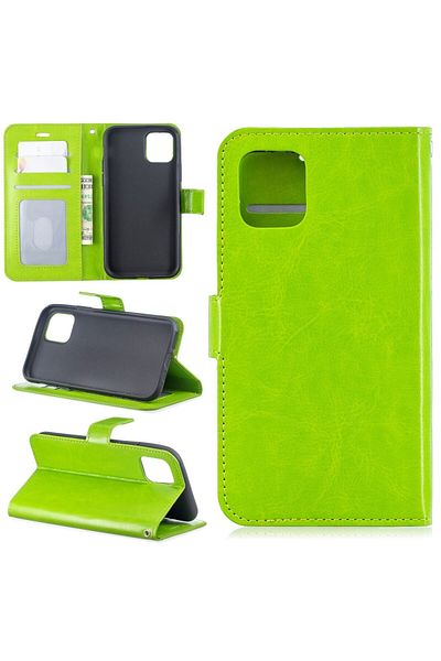 REDz Accessories Husă tip flip book, pentru iPhone 11 Pro, verde, textură Crazy Horse, funcție portofel și suport