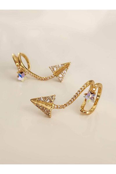 Eva Takı Store Dragon Tail Star Model Compression Cartilage Gold Color Right Ear Earring