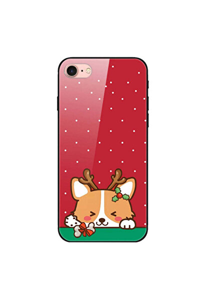 REDz Accessories Коледен калъф, съвместим с iPhone 7/8/SE2, стъклен модел „ку...