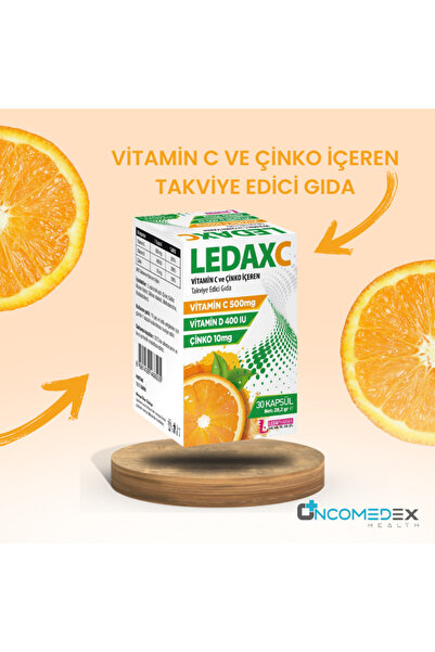 LedaPharma Ledax C Vitamini 500 Mg, D, Ve Çinko İçeren 30 Kapsül