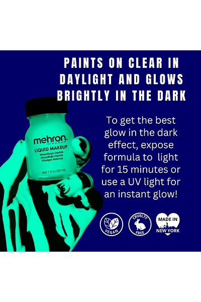 Mehron Liquid Makeup Mehron Glow In The Dark, 30ml
