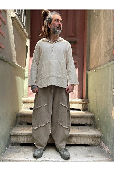 Bohoyasam Unisex Bohem Lastik Bel Pantolon, Rahat Pantolon, Yoga Pantolonu, Ş...