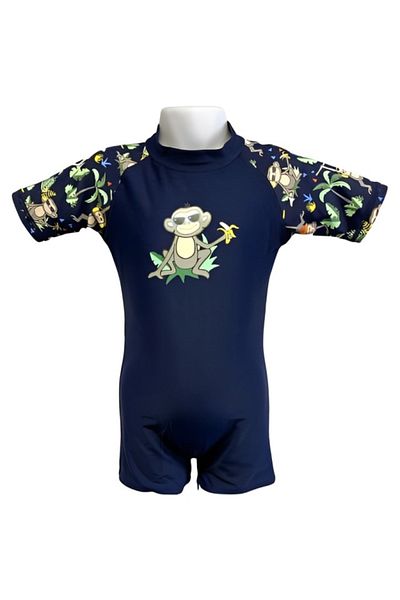 Banz Swimwear / Swimming for babies and children, UPF50+ Sun Protection, Navy Jungle, 12-18 luni