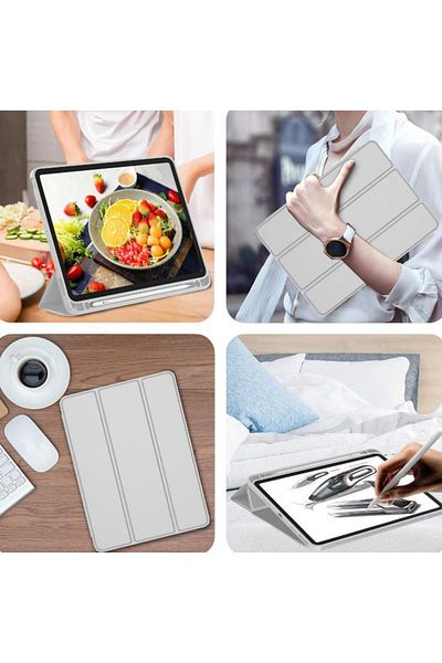 REDz Accessories Book Case With Pen Holder For Apple Ipad Pro 12.9" And Ipad Air 13", Full Protection, Foldable, Gray