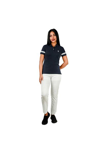 Giordano Women's Bold Embroidery Cotton Pique Polo - Slim Fit, Short Sleeve