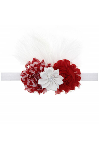 Superbaby Bentita fetite cu flori rosii si albe