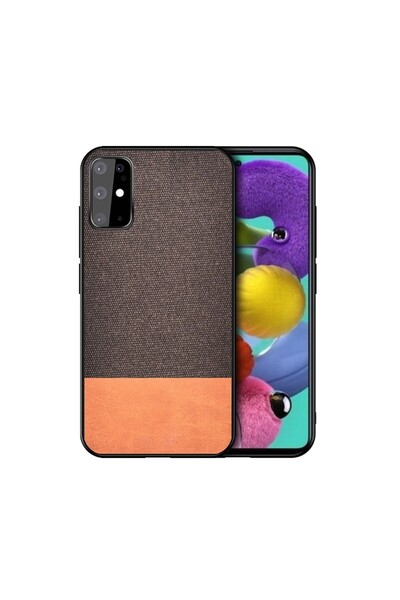 REDz Accessories Carcasă compatibilă cu Samsung S20 Plus / S20 Plus 5G, maro, model Splicing PU + Material textil